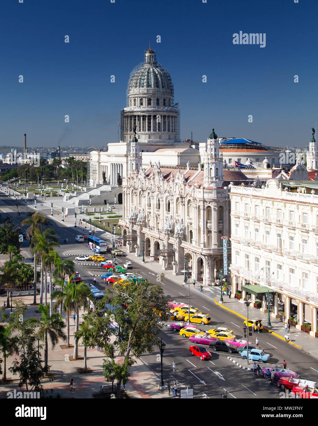 Parque Central e dal Capitolio El edificio in Havana Cuba Foto Stock