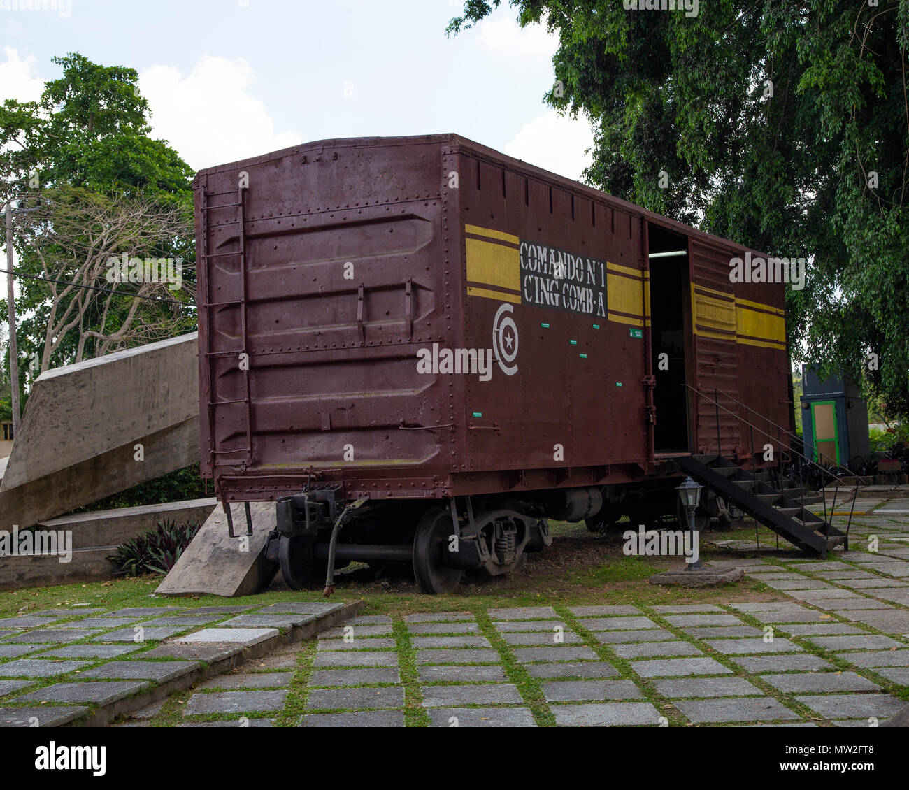 I veicoli del Treno Blindato catturato dalle forze di Fidel Castro e che Guevera alla battaglia di Santa Clara a Cuba Foto Stock