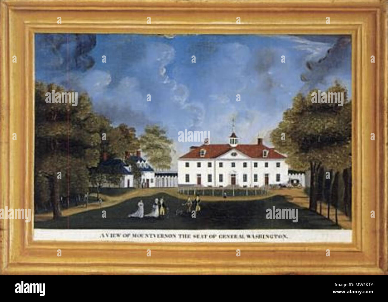 . Fireboard raffiguranti Mount Vernon, con trompe l'oeil telaio . circa 1792. Sconosciuto 632 vista di Mount Vernon ca1792 NationalGallery USA Foto Stock