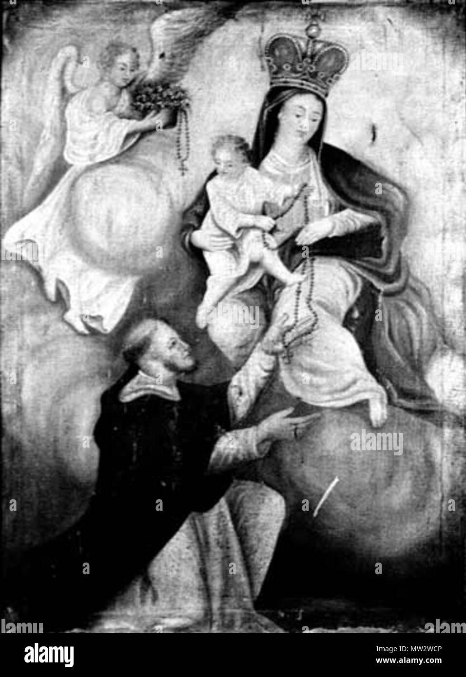 690 Уручэнне ружанца святому Дамініку. XVIII ст., в. Гярвяты, Астравецкі р-н Foto Stock