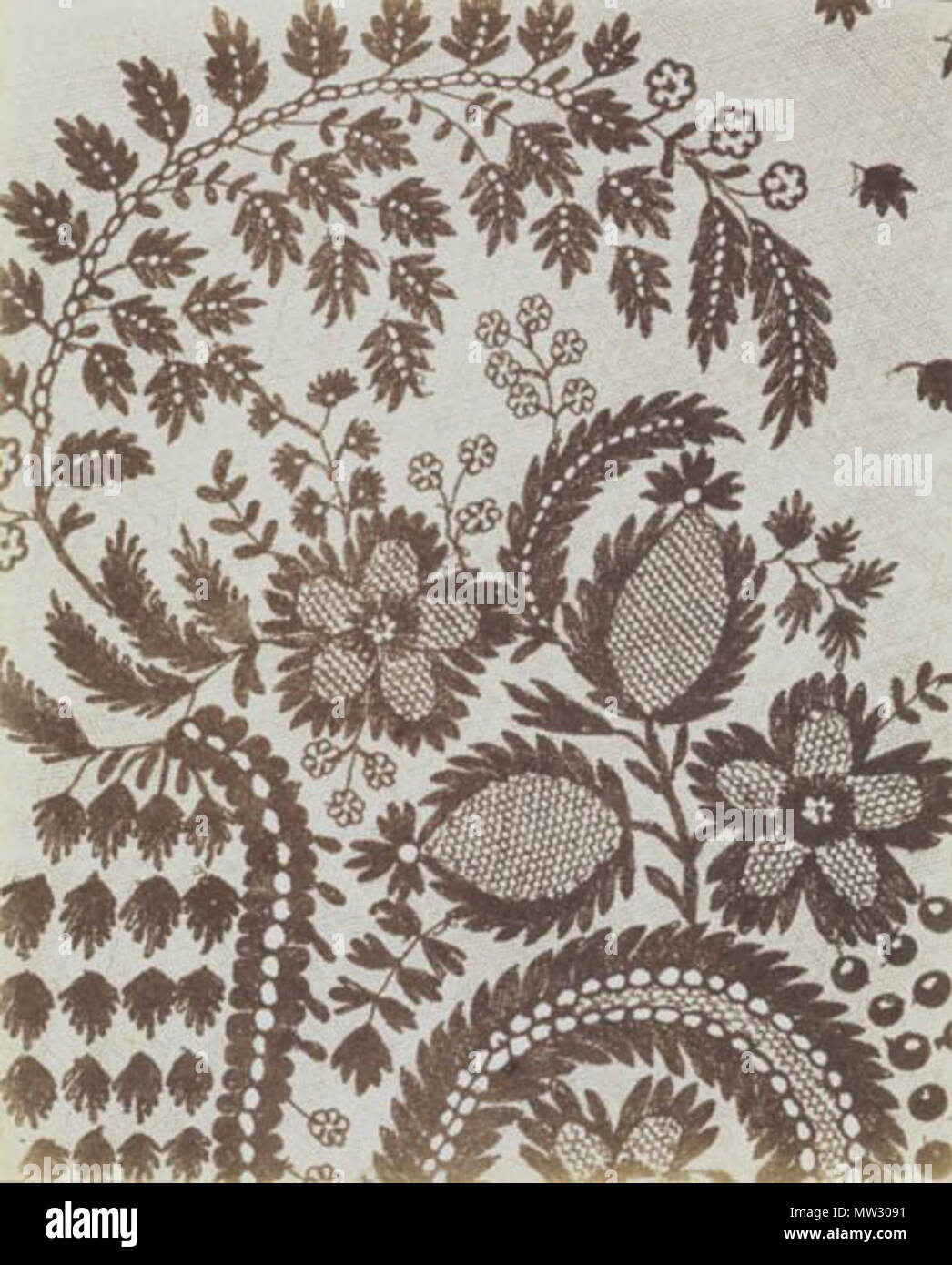 . Inglese: Untitled (LACE), salati la carta dopo la stampa di un disegno fotogenico, circa 1845 (stima $6.000 a 9.000 dollari) 13 ottobre 2009 Čeština: Bez názvu (LACE), tisk na slaný papír - disegno fotogenico, circa 1845 (odhadovaná cena $6,000 a $9.000 - 13. Října 2009) . 1845. William Fox Talbot 586 Talbot pizzi Foto Stock