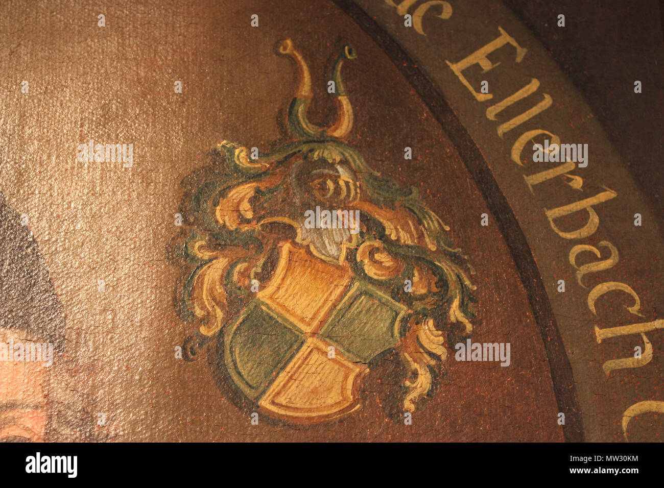 . Dettaglio: Ellerbach Wappen vom ritratto Propst Heinrichs von Ellerbach, im ehemaligen Kartäuserkloster in Buxheim bei Memmingen . 29 settembre 2009. Johannes Böckh & Thomas Mirtsch 336 KarthauseBuxheim05 Foto Stock