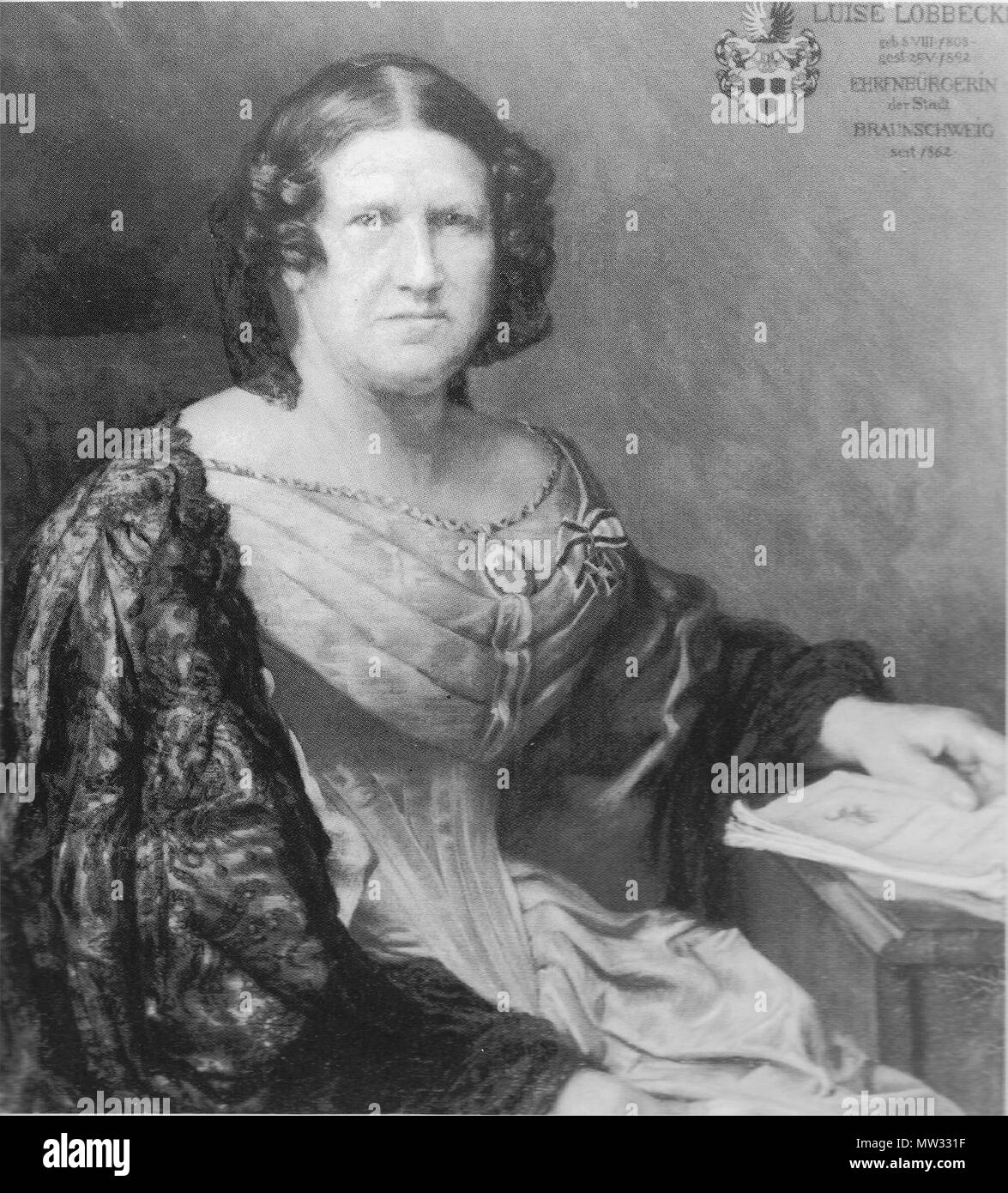 . Deutsch: Luise Löbbecke, Ehrenbürgerin der Stadt Braunschweig seit 1862 Inglese: Luise Löbbecke, cittadino onorario di Braunschweig dal 1862 . Deutsch: Eingescannt am 2010-03-18 Inglese: digitalizzato a 2010-03-18 . Deutsch: Eingescannt von Blösöf inglese: scandito da Blösöf 374 Luise Loebbecke Foto Stock