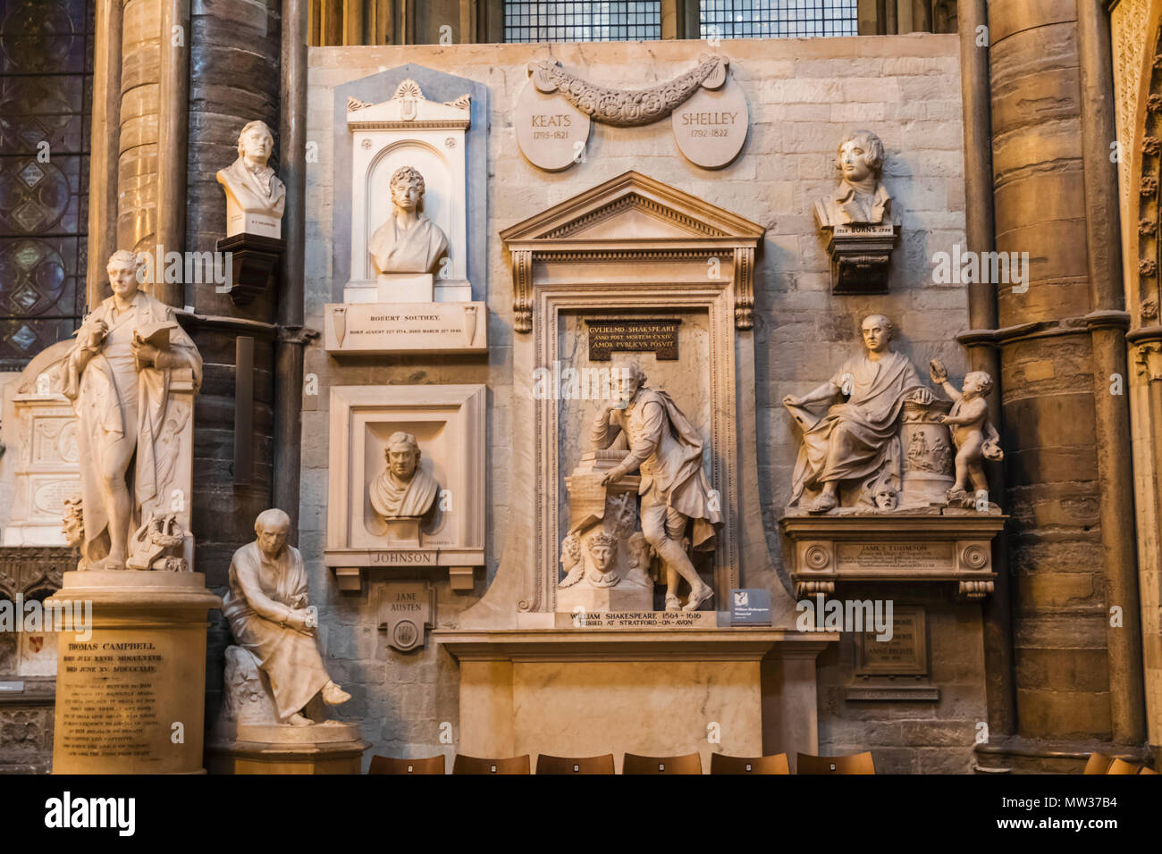 Inghilterra, Londra, Westminter, Westminster Abbey, Poets Corner Foto Stock