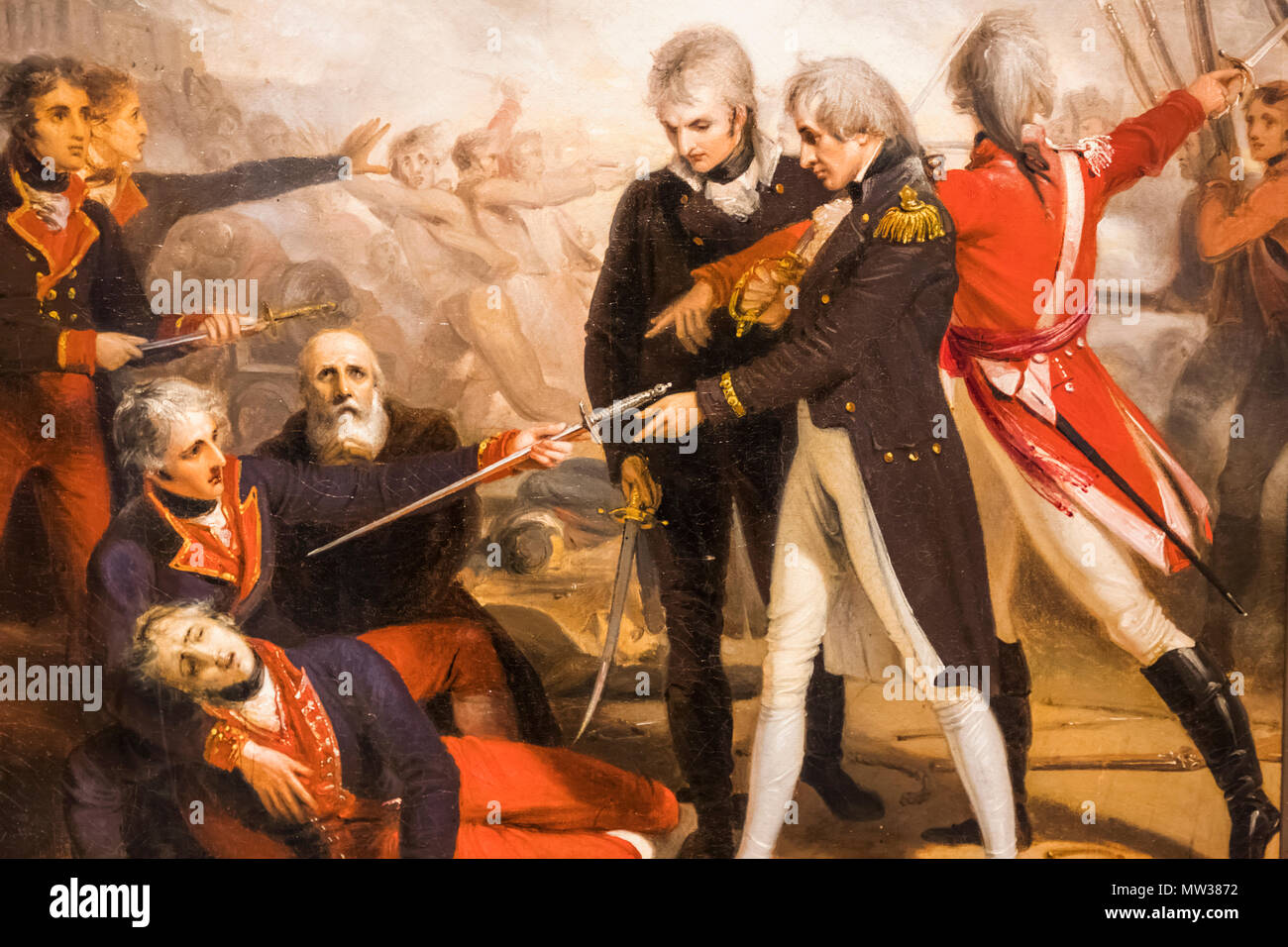 Inghilterra, Londra, Pittura di Nelson ricevere la consegna del San Nicolas 14 Febbraio 1797 da Richard Westall datata 1806 Foto Stock