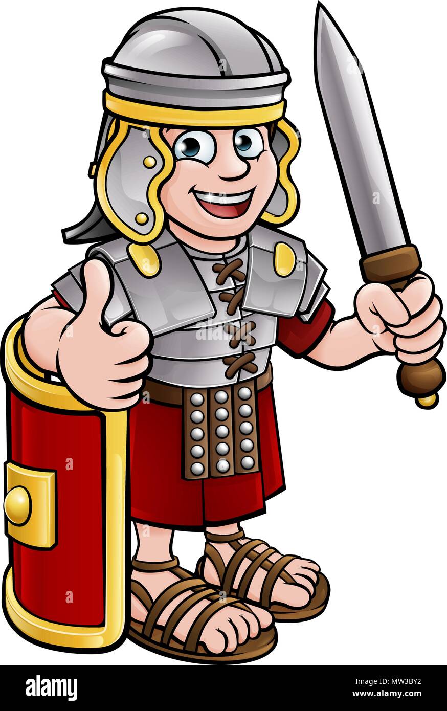 Cartoon soldato romano carattere Illustrazione Vettoriale