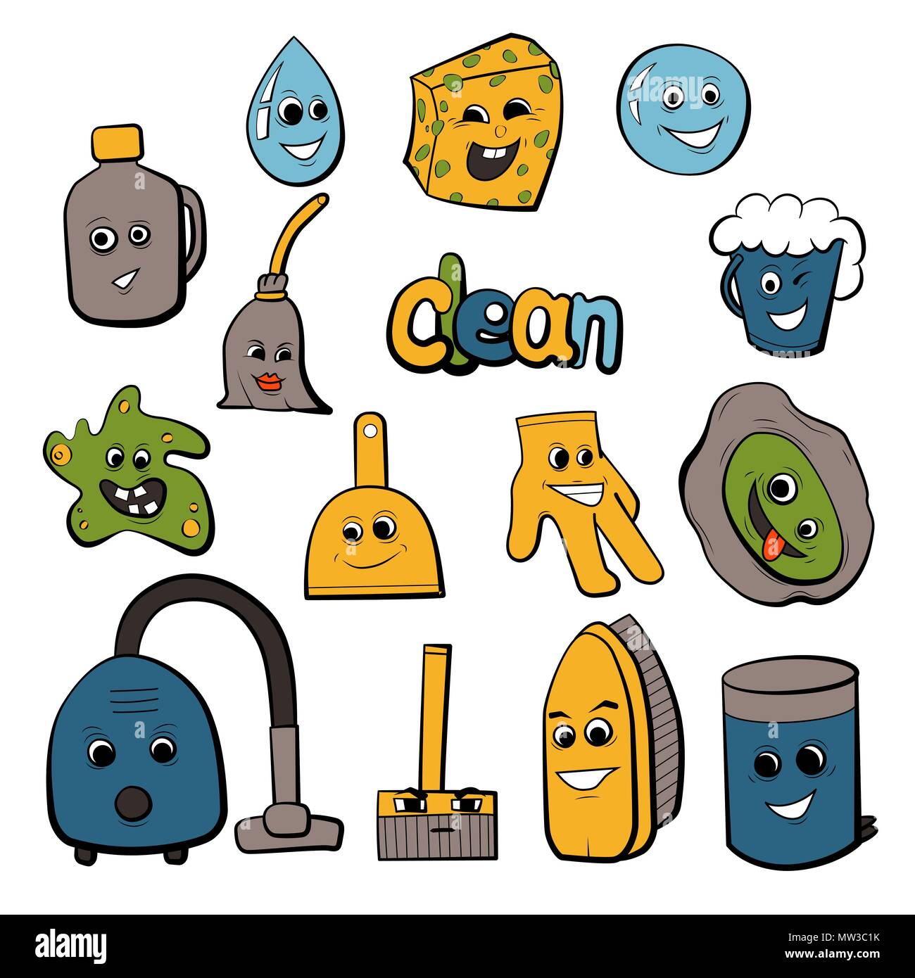 Oggetti di cartoni animati per la pulizia Immagine e Vettoriale - Alamy