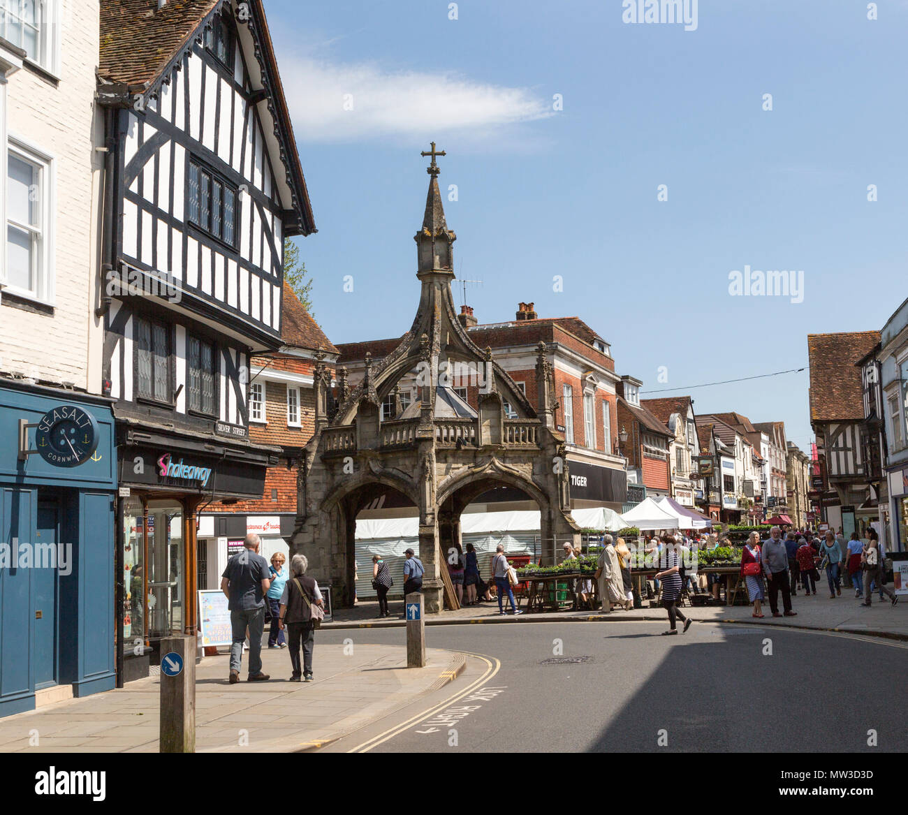 Croce di mercato noto come croce di pollame, Salisbury, Wiltshire, Inghilterra, Regno Unito Foto Stock