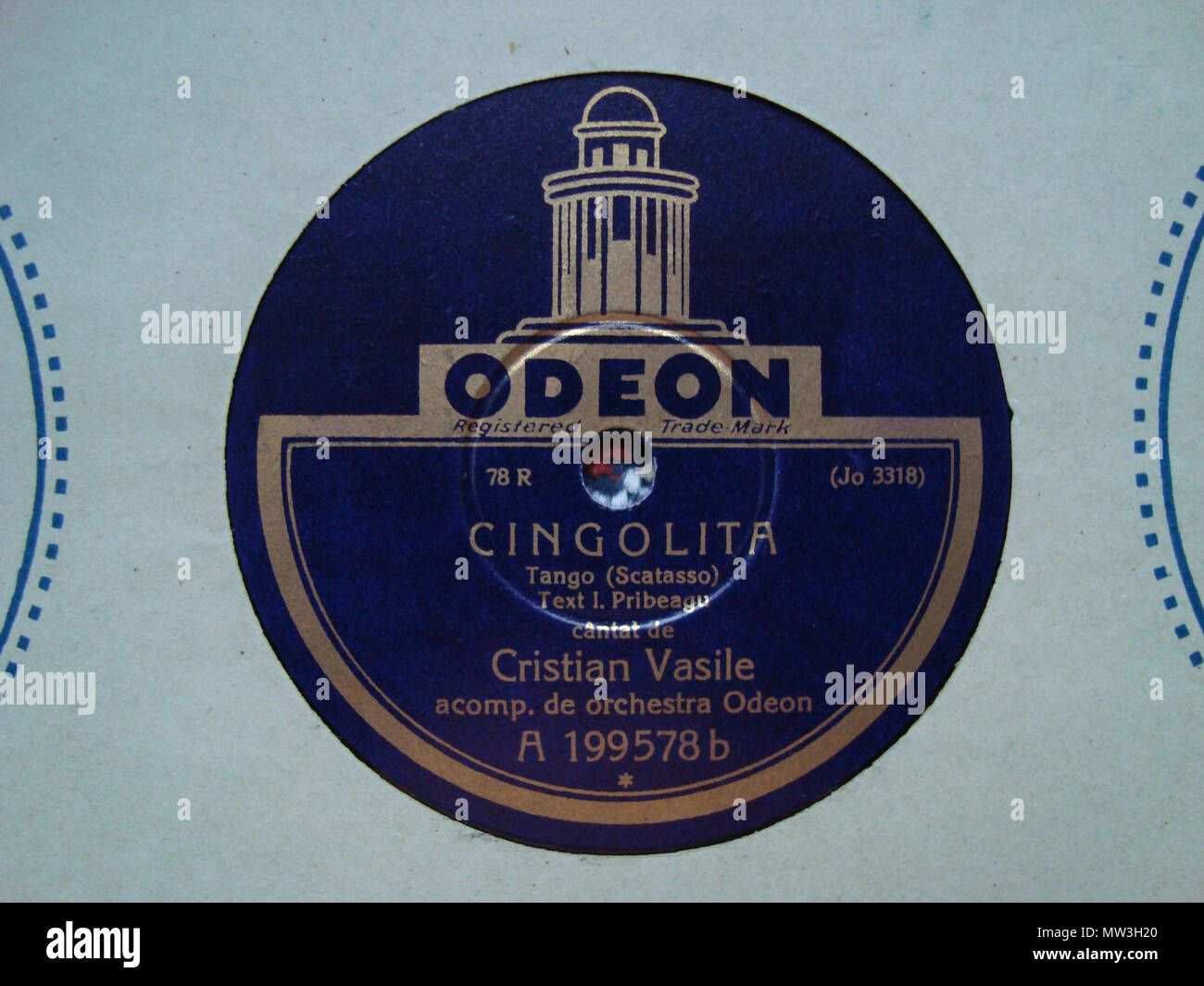 . Română: Discul Odeon A 199 579, inregistrat la Berlino nel 1931 . 1931. Mihai Barbulescu 131 Cingolita Foto Stock