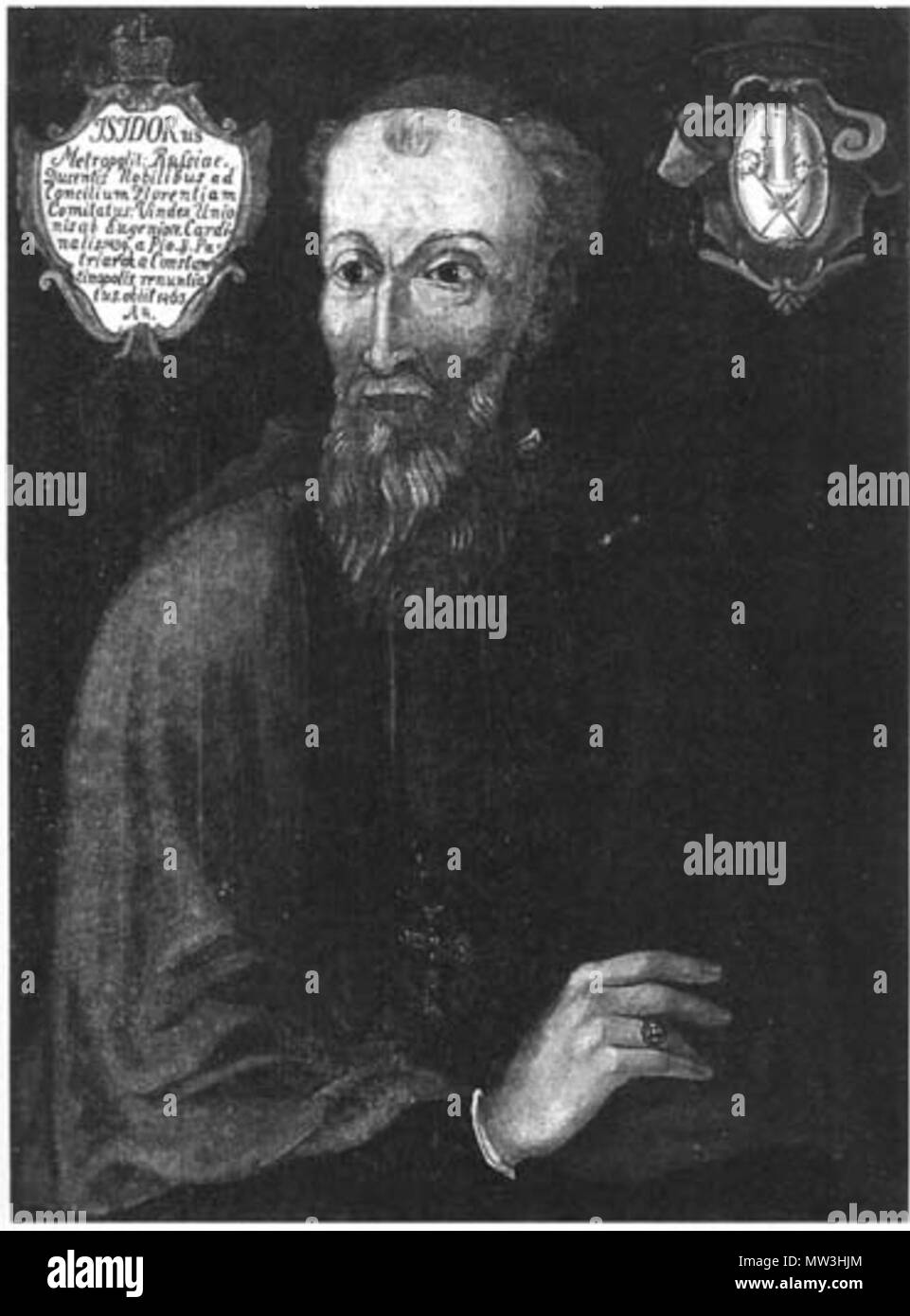 . Português: Isidoro (1380/1390 - 1463) - Il Metropolita de Kiev e Toda una Rús, cardeal, decano do Colégio dos Cardeais, patriarca de Constantinopla, Arcebispo de Chipre. Русский: Исидор (1380/1390 - 1463) - митрополит Киевский и всея Руси, кардинал, декан Священной коллегии кардиналов, патриарх Константинопольский, архиепископ Кипрский. 1 dicembre 2011, 00:07:22. Sconosciuto 300 Isidoro di Kiev Foto Stock