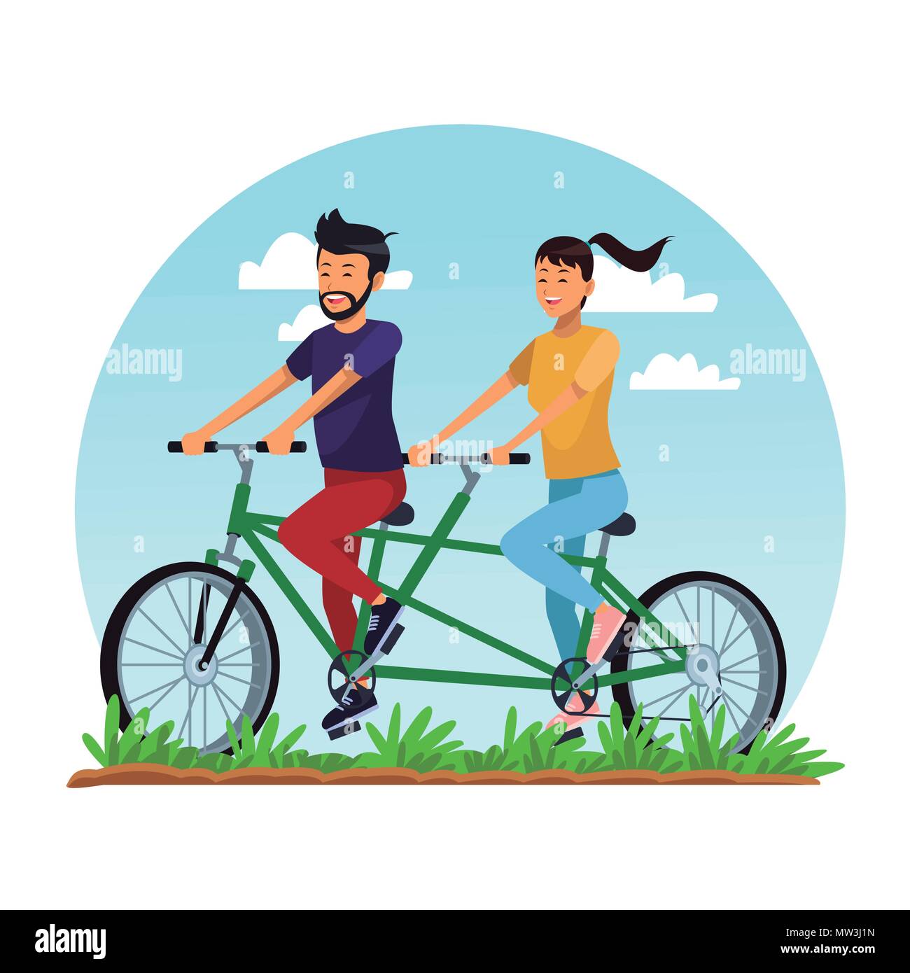 Persone a cavallo delle biciclette Immagine e Vettoriale - Alamy