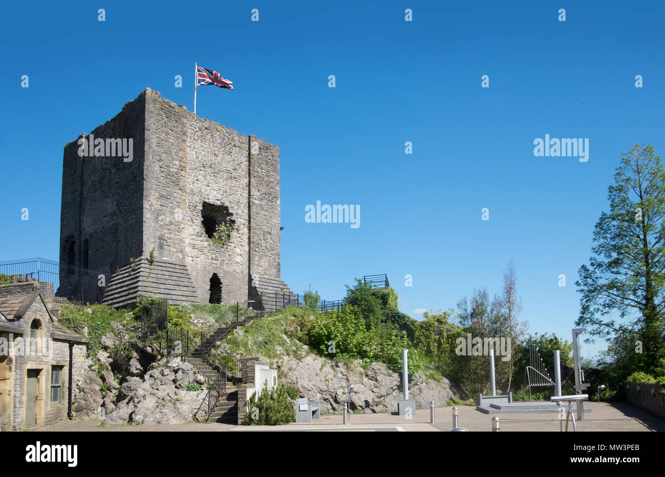 Clitheroe Castle, una rovina norman tenere la Ribble Valley, Lancashire Foto Stock