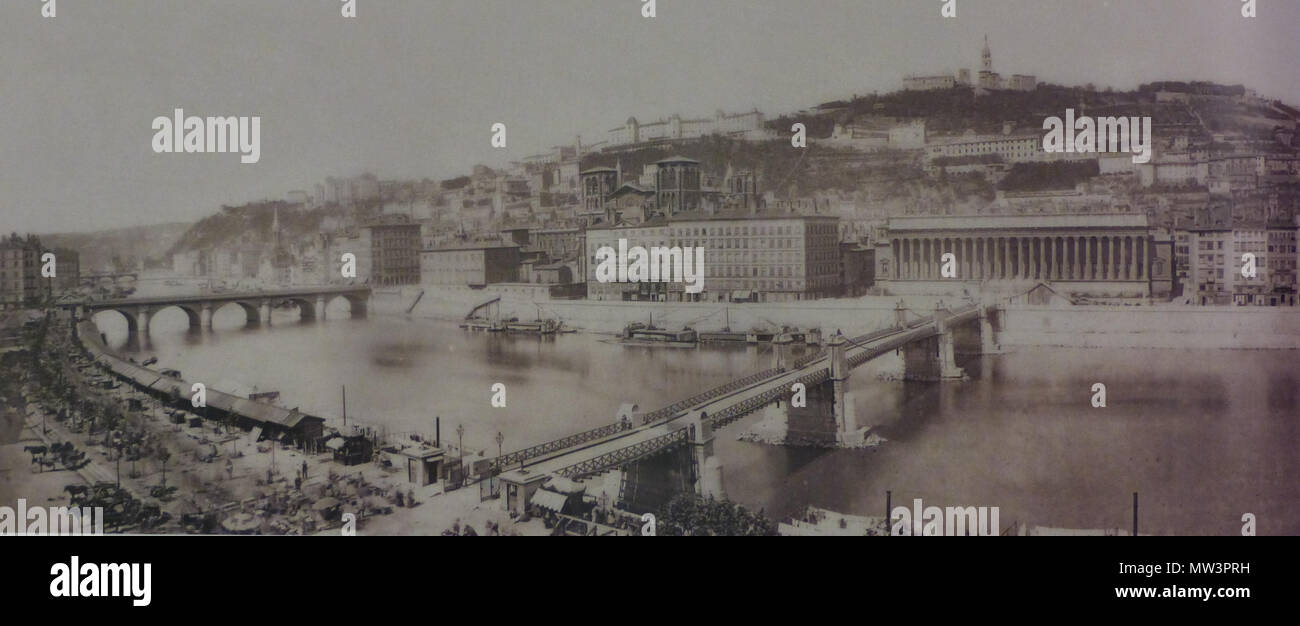 465 Panorama longue pongono Lyon Saône (Anonyme après 1858 - Collection particulière) Foto Stock