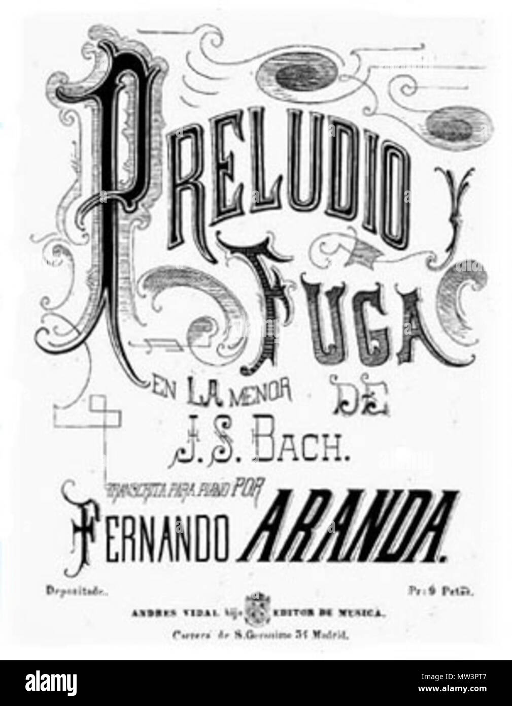 . Français : Affiche de prélude et de fugue de JS Bach interprétées par Fernando Aranda. 18 ottobre 2014, 16:33:51. 500 sconosciuto Preludio y fuga Foto Stock