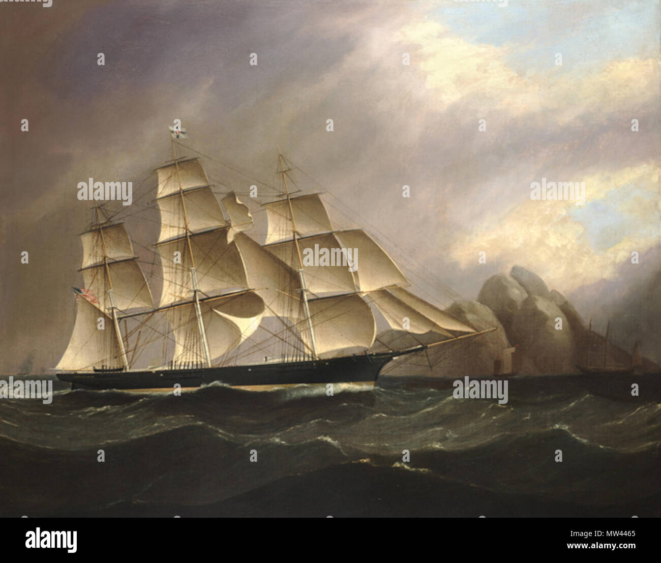 . Il clipper ship "Ocean Telegraph' . Inglese: il clipper ship "Ocean Telegraph' dipinta da James E. Buttersworth 1858. . 1858. James Edward Buttersworth (1817 - 1894) 452 Ocean telegraph Foto Stock