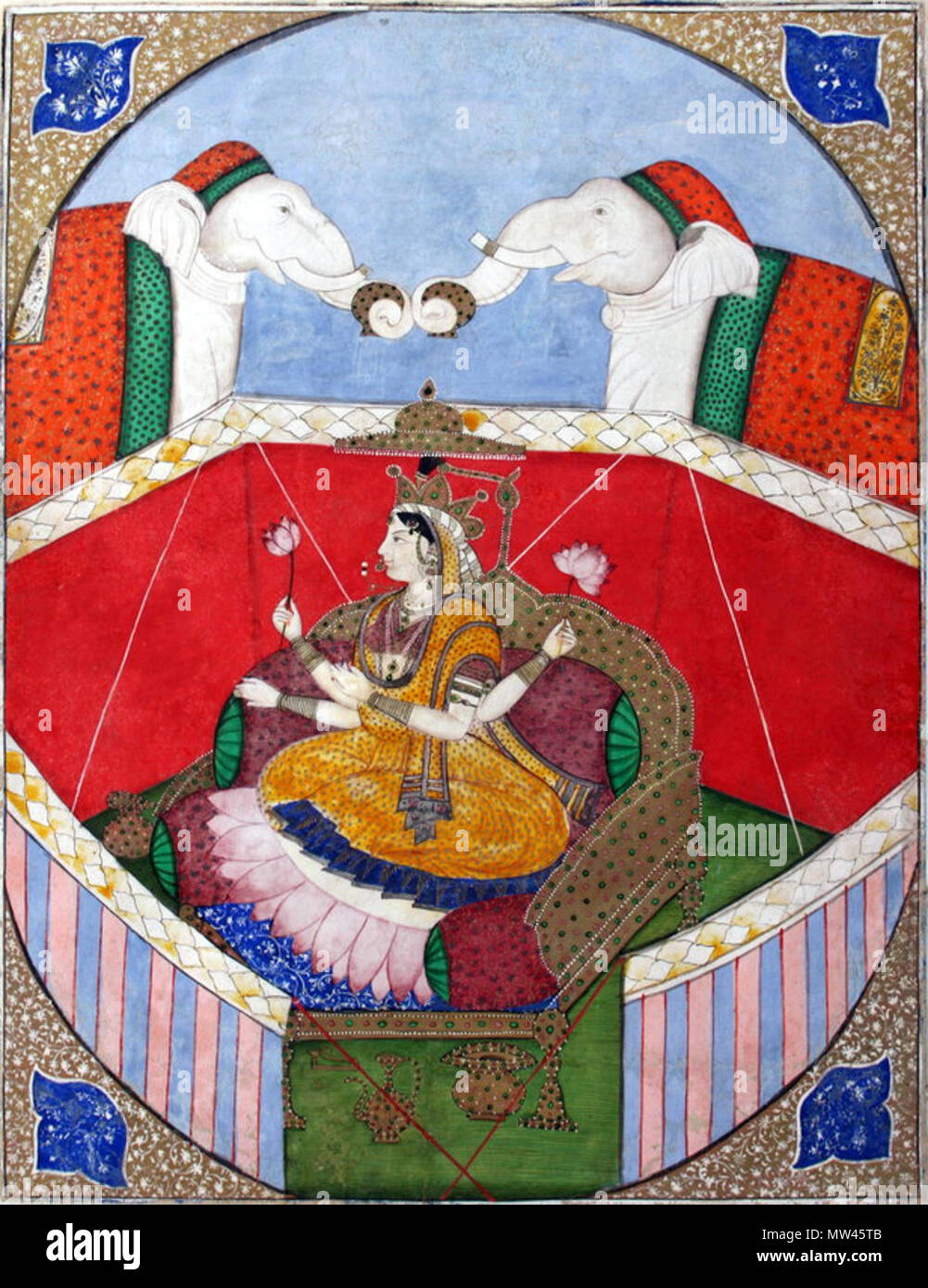 . Inglese: "Gajalakshmi: gli elefanti lustrate la devi (dea Lakshmi). Kangra, circa all'inizio del XIX secolo" . Circa inizio del XIX secolo. Sconosciuto 233 Gajalakshmi Foto Stock