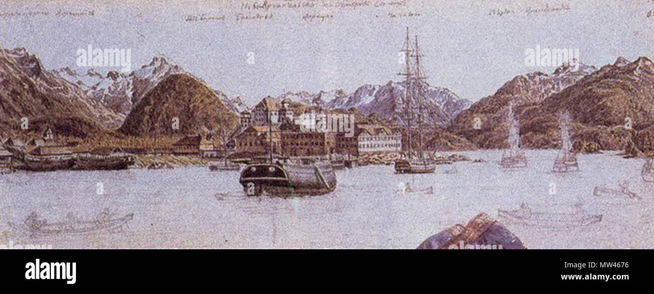 682 Ново-Архангельск. Рисунок П. Н. Михайлова Foto Stock