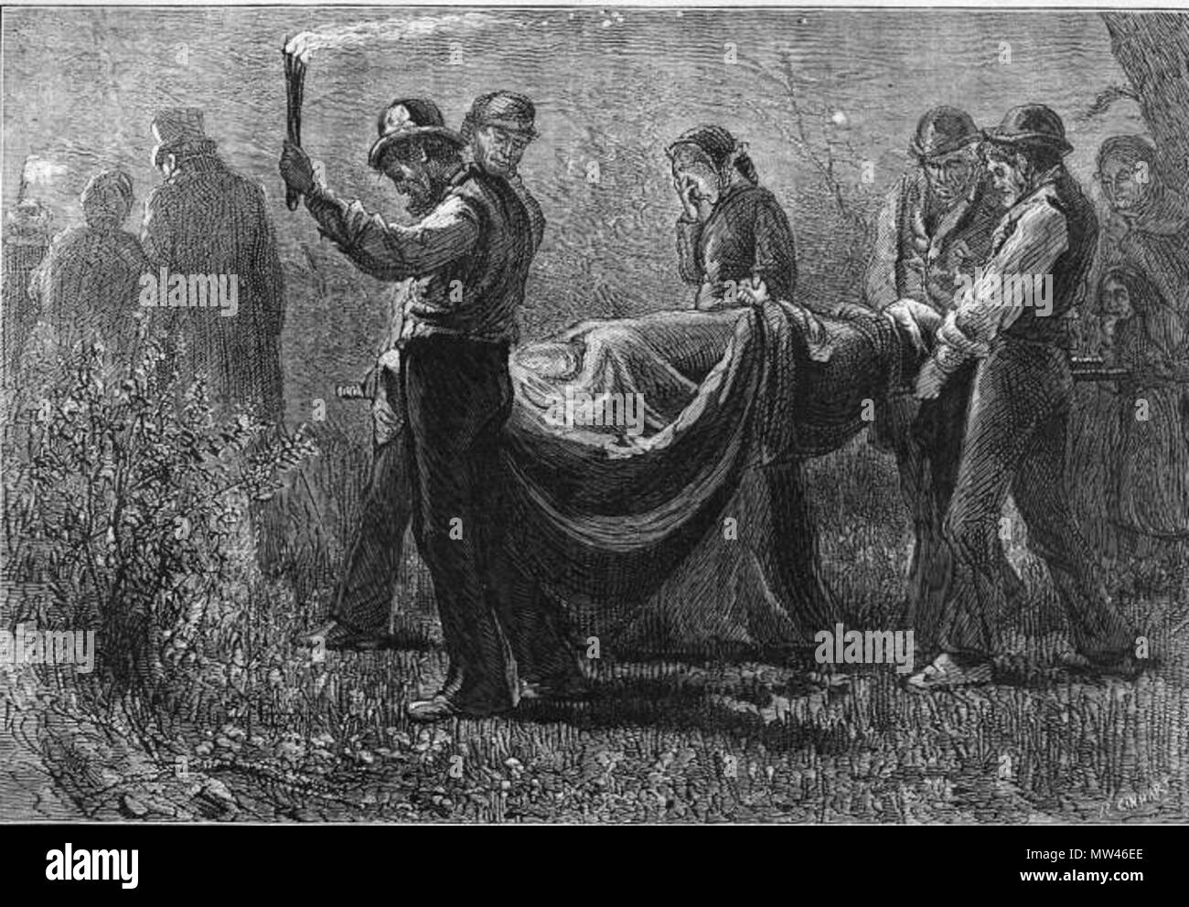 . Inglese: Tempi duri, Stephen Blackpool il corpo essendo portato via, da Charles Stanley Reinhart . 19 maggio 2011, 13:31:35. Charles Stanley Reinhart 285 HT1 Charles Stanley Reinhart, Blackpool il corpo essendo portati via Foto Stock