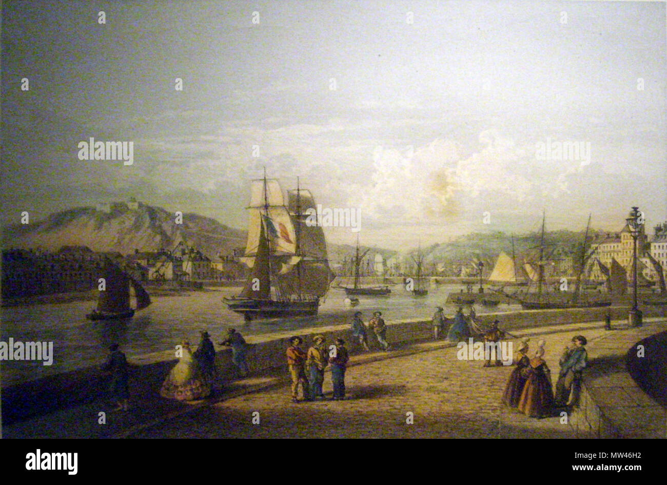 412 Mercereau, Charles - Cherbourg, vue de l entrée du port marchand (2) Foto Stock