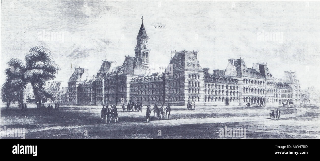 . Inglese: J. J. McCarthy progettato un edificio per l Università cattolica dell Irlanda di cui egli era un professore di architettura. La prima pietra fu posata a questo edificio nel 1862 ma non è mai stata completata. 1863. J. J. McCarthy (1817-1882) 160 Design dell'Università Cattolica di Irlanda da J. J. McCarthy Foto Stock