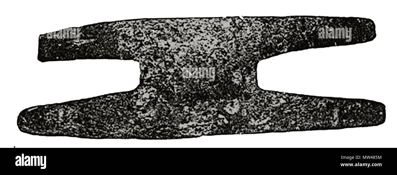 Un antico lingotto o 'astragalo' di stagno e del peso di circa 180 libbre, fu trovato in Falmouth Harbour UK nel 1800 Foto Stock