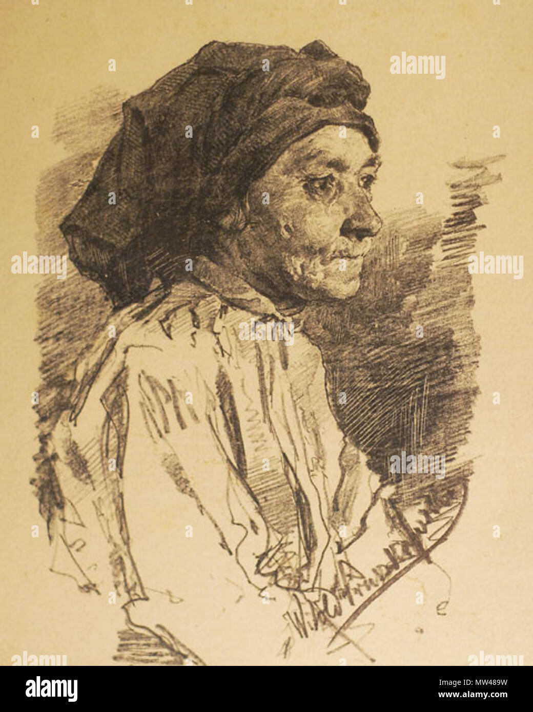 . Polski: Witold PRUSZKOWSKI (1846-1896). "Głowa wieśniaczki spod Krakowa" Français : Głowa wieśniaczki spod Krakowa. Lithographie, 23,5 x 18,5 cm. Xix secolo. Witold PRUSZKOWSKI (1846-1896) 651 Witold pruszkowski--glowa-wiesniaczki-spod-krakowa- 475 Foto Stock