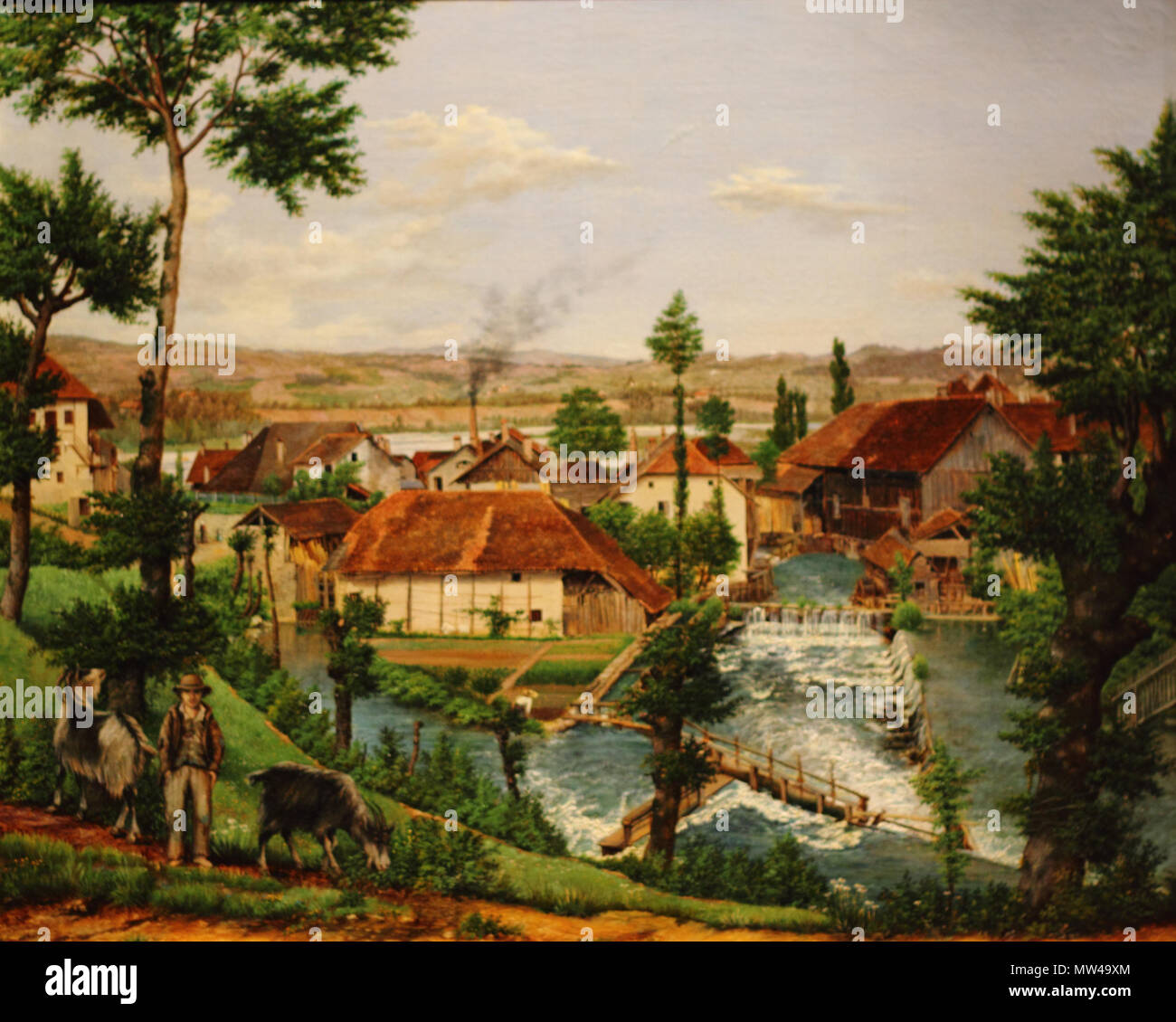 . Français : peintre inconnu . 30 Dicembre 2011 354 La papeterie Aussedat vers 1830 Foto Stock