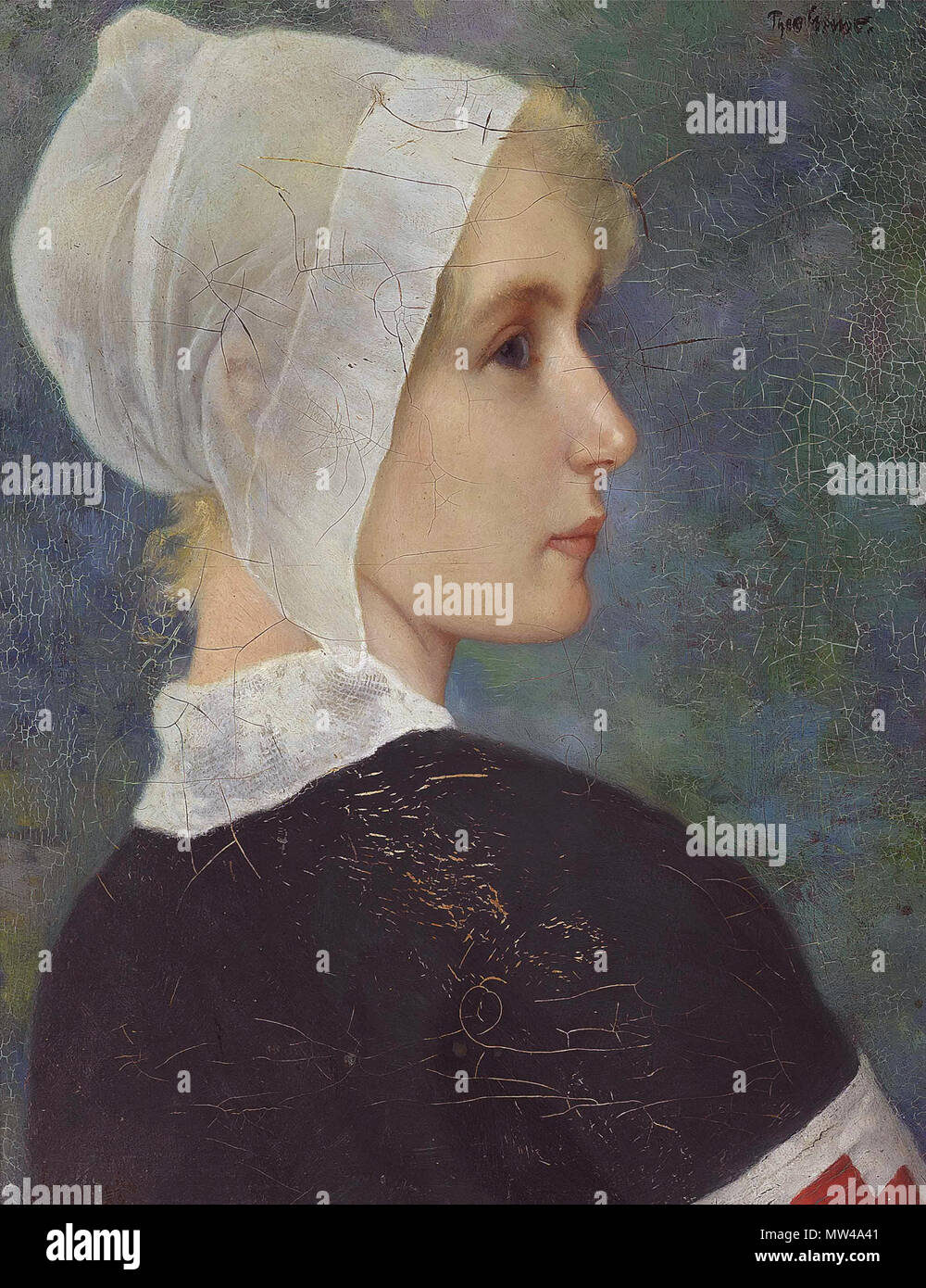 . Inglese: Croce Rossa infermiera olio su tela 45,5 x 35,7 cm firmato u.r.: Theo Grust . fine ottocento e primi Novecento. Theodor Grust 513 Red Cross Nurse da Theodor Grust Foto Stock