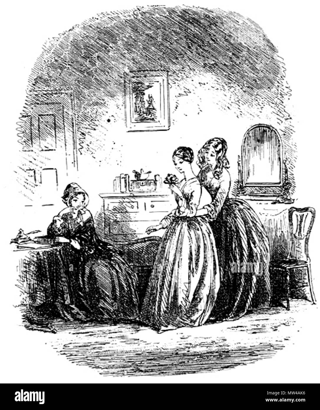 . Inglese: Caddy i fiori (Phiz Hablot K. Browne) 1853 Attacco 4 1/8 x 4 1/8 pollici su una pagina di 8 7/16 x 5 pollici rivolta p. 170 di Dickens's Bleak House . 6 febbraio 2012, 15:15:27. Hablot Knight Browne (Phiz) 107 Caddy di fiori Foto Stock . Inglese: Caddy i fiori (Phiz Hablot K. Browne) 1853 Attacco 4 1/8 x 4 1/8 pollici su una pagina di 8 7/16 x 5 pollici rivolta p. 170 di Dickens's Bleak House . 6 febbraio 2012, 15:15:27. Hablot Knight Browne (Phiz) 107 Caddy di fiori Foto Stock
