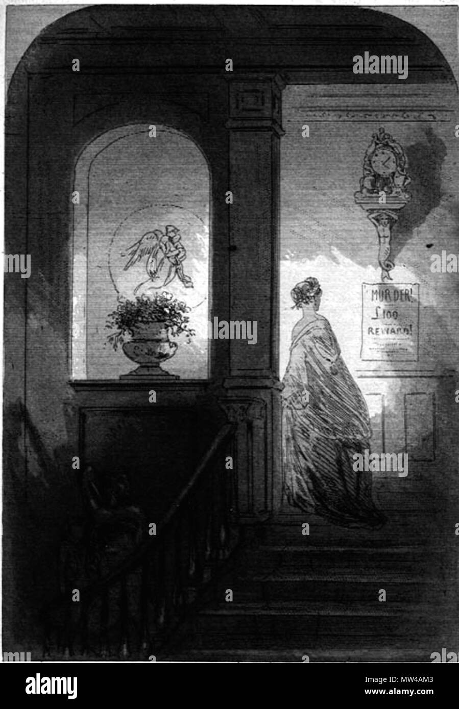 . Inglese: Phiz Shadow (Hablot K. Browne) 1853 Attacco 5 3/8 x 4 pollici su una pagina di 8 7/16 x 5 pollici rivolta p. 512 (c. 53, "la via") di Dickens's Bleak House . 6 febbraio 2012, 15:21:32. Hablot Knight Browne (Phiz) 20 un fugace ombra Foto Stock