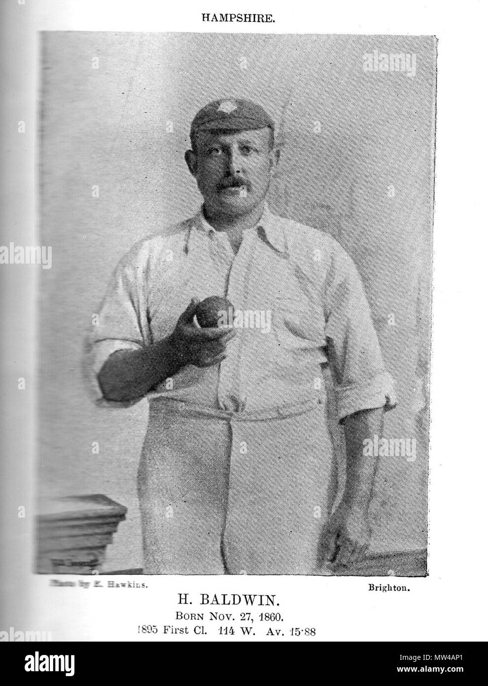 . Inglese: una scansione di cricketer Harry Baldwin presi da un libro intitolato famoso Il Cricketers datata 1896 . Il 14 febbraio 2012. Northmetpit 267 Harry Baldwin cricketer Foto Stock