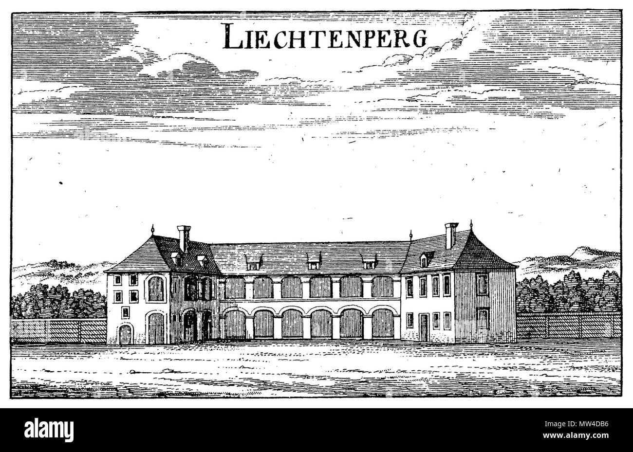 546 Schloss Liechtenperg (Lichtenhof) bei St. Stefan ob Stainz, Sicht Arkaden 1681, Georg Matthäus Vischer Foto Stock
