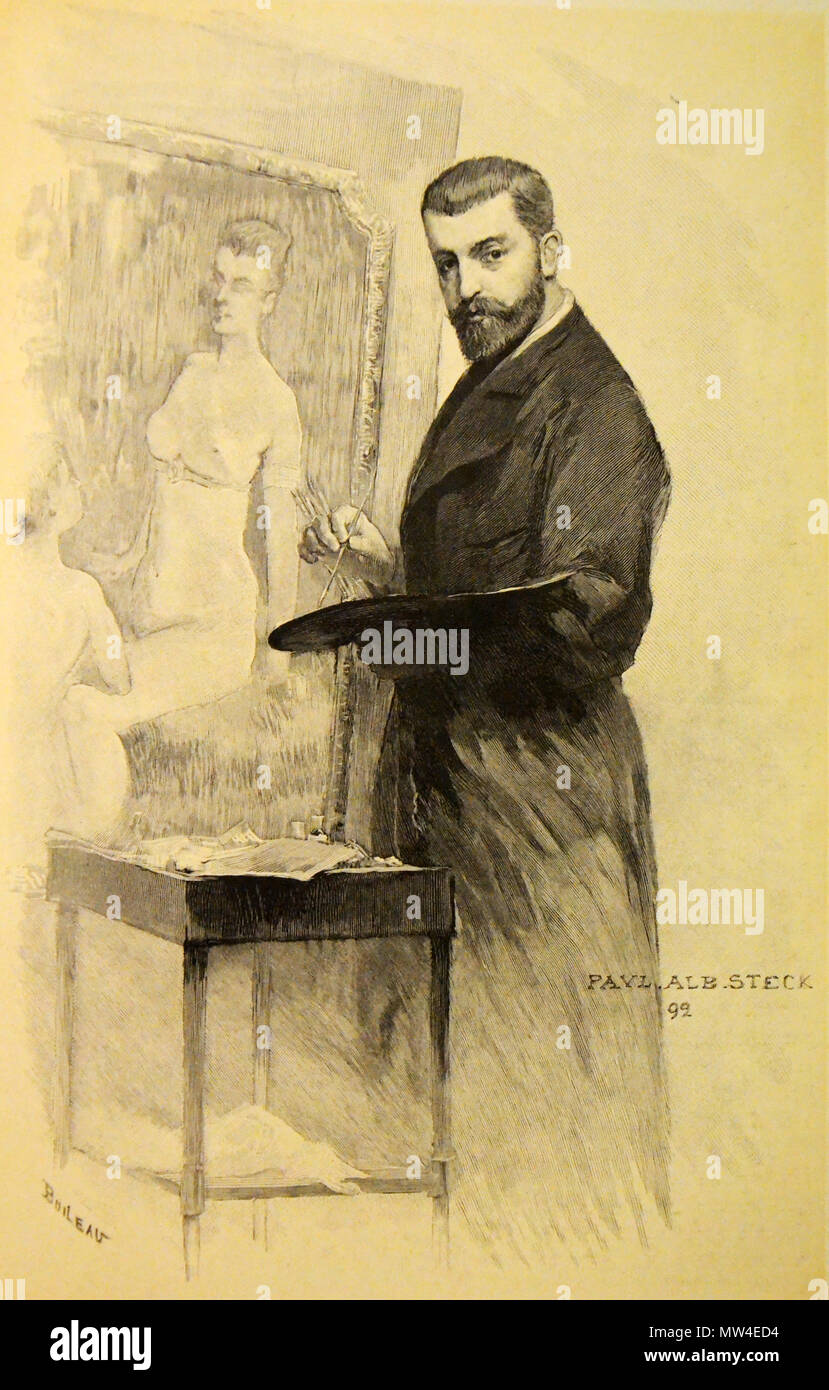 . Français : Photo légendée 'Henri Gervex', dans un articolo de La "Revue illustrée' (Tome relié 1902), par Paul Albert Steck en 1892 . 22 settembre 2012, 11:11:04. 'Revue illustrée' 272 HenriGervexPortrait Foto Stock