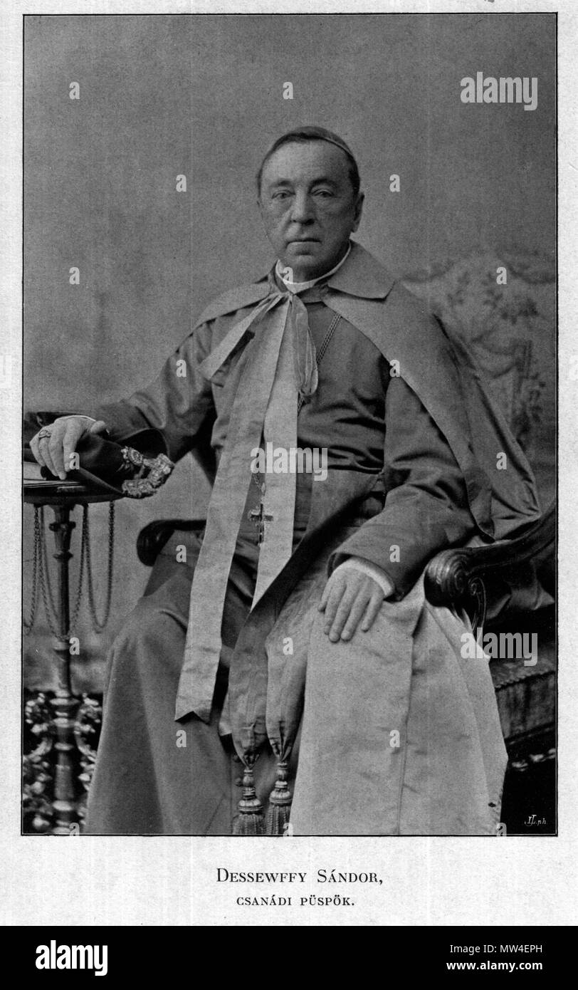 . Inglese: Vescovo della diocesi Csanád in Ungheria nell'anno 1900 (foto in un libro di quel tempo) con iscrizione in ungherese . 1900 è poblicited. Dessewffy Sándor, csanádi püspök 160 Dessewffy-Sandor Csanad Foto Stock