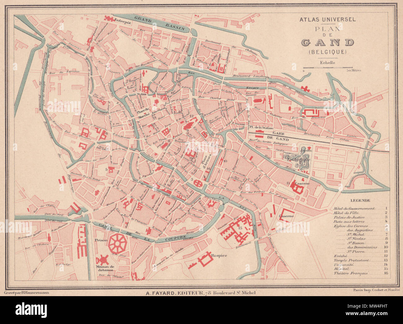 . Inglese: Mappa di Gand Fayard de La Bruyere, 1877 . Il 30 novembre 2012, 11:05:20. Fayard de La Bruyere, 1877 393 Mappa di Gand Fayard de La Bruyere, 1877 Foto Stock