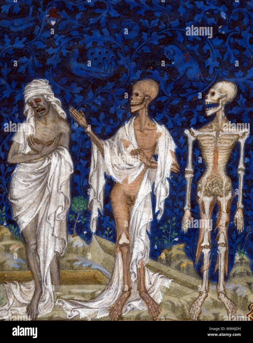 . Due gli stolti e i tre vivi e i tre morti, salterio di Bonne de Luxembourg . circa 1349. Jean Le Noir 504 Salterio di Bonne de Luxembourg Foto Stock