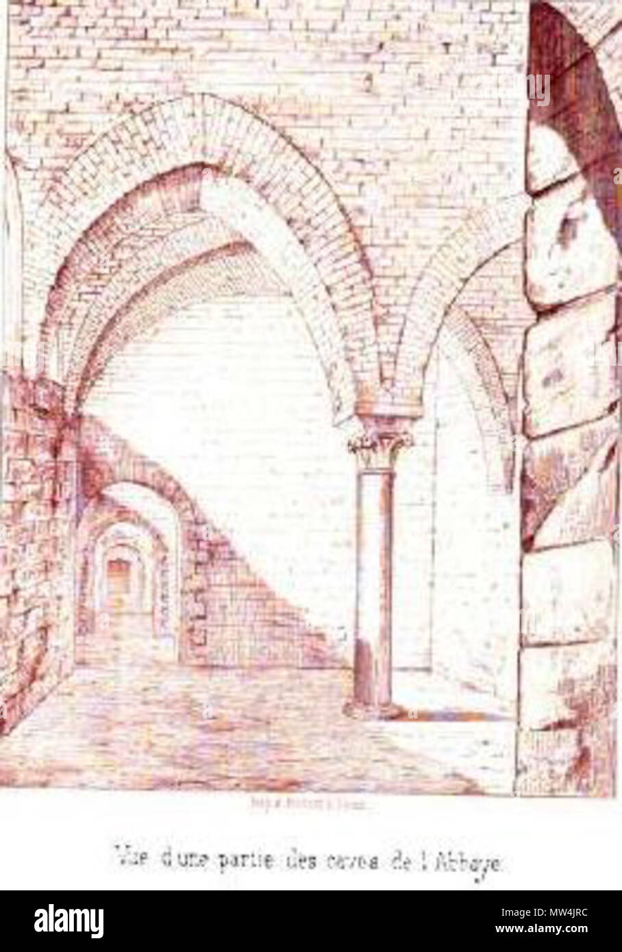 . Français : Mont Saint Eloi - Vue d'une partie des Caves de l'abbaye . 23 maggio 2013, 08:17:00. Adolphe de CARDEVACQUE ouvrage L ́ Abbaye du Mont Saint Eloi- 1068-1792 - édité par Alphonse Brissy en 1859 423 Mont-Saint-Eloy - Vue d'une partie des Caves de l'abbaye Foto Stock