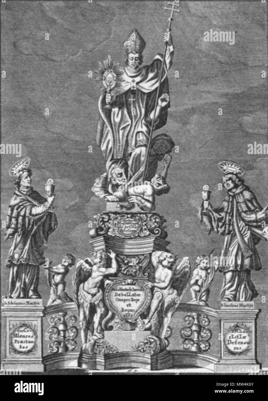 . Čeština: Rytina Augustina Neureutera z r. 1714, představující sousoší sv. Norberta od Jana Brokofa Inglese: una foto della statua originale dal 1714. 12 Luglio 2013 01:25:24. Augustin Neureuter (Neuräutter) (1685-1719) 441 Neureuter Norbert Brokof Foto Stock