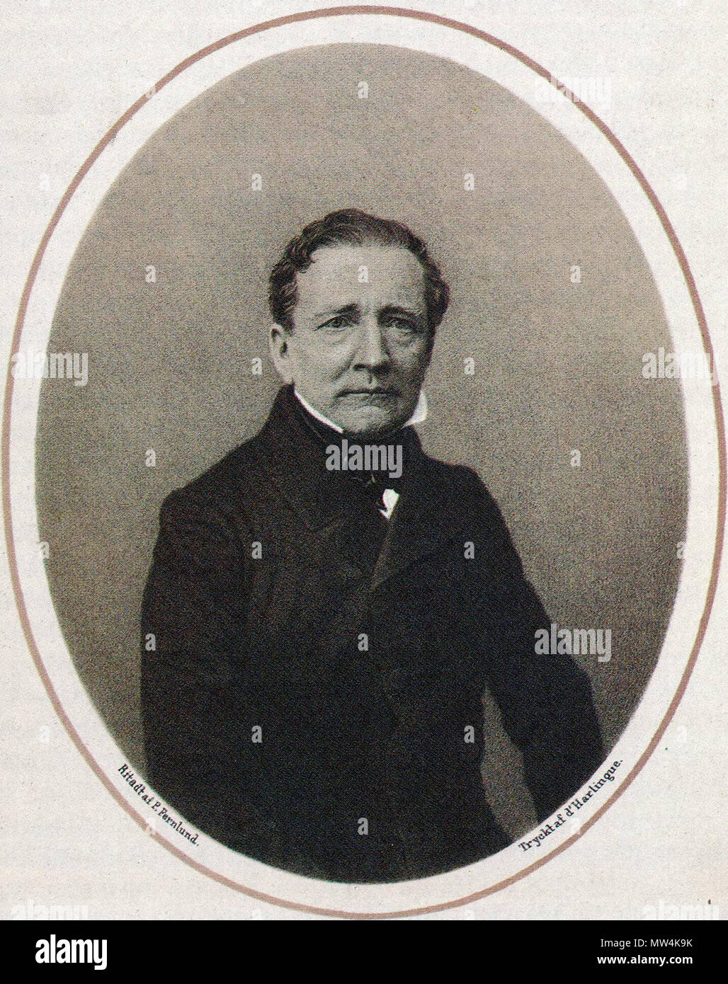 . Suomi: Ministerivaltiosihteeri ja Helsingin yliopiston vt. kansleri Alexander Armfelt, yliopiston valokuvan pohjalta teettämä litografia. 1850s [1]. Per Gustaf Fernlund 35 Alexander Armfelt litografia Foto Stock