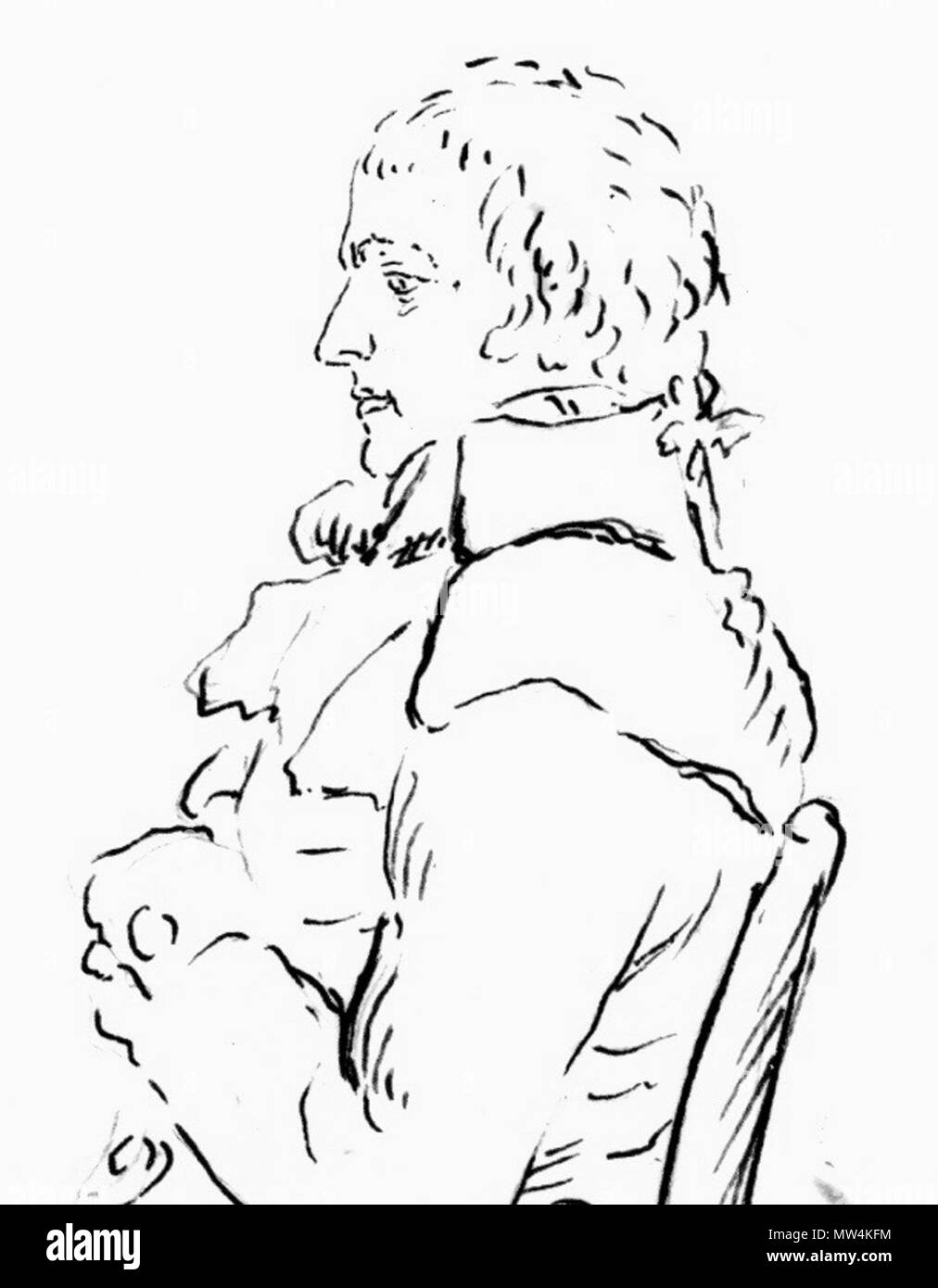 . Deutsch: Klara Reinhart (1777-1748): Johann Samuel von Gruner (1766-1824), Geologe, Oberberghauptmann der Helvetischen Republik, um 1800. Federskizze, 21 x 20 cm. Burgerbibliothek Bern, neg. 4101 (Ausschnitt). 1 settembre 2013, 17:36:05. Klara Reinhart 341 Klara Reinhart Johann Samuel Gruner Ausschnitt Brustbild sw Foto Stock