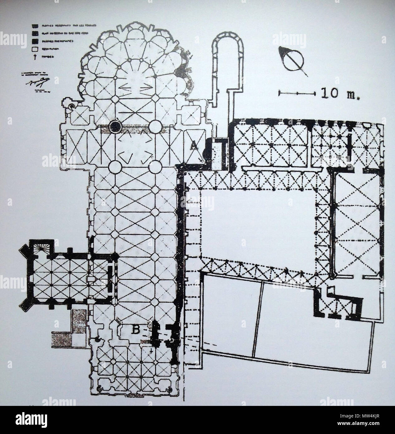 . Français : Plan de l'Abbaye de Déols . 14 settembre 2013, 16:50:50. Jean Hubert, 1927 286 Hubert-Abbaye-de-Deols-Plan Foto Stock
