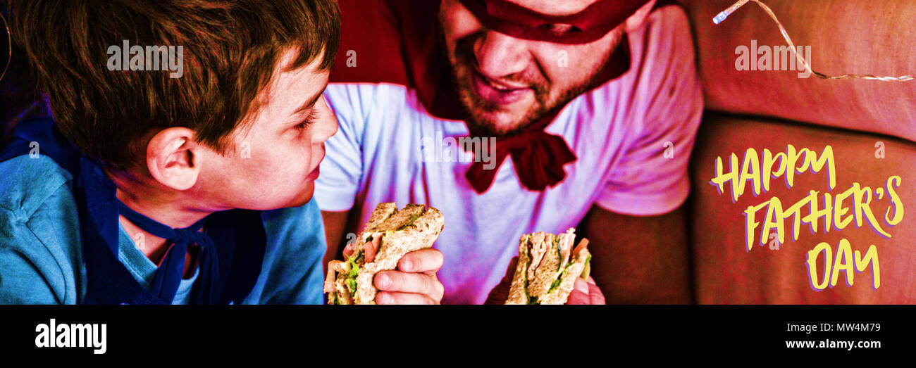 Immagine composita della chiusura del giallo padri felice giorno testo Foto Stock