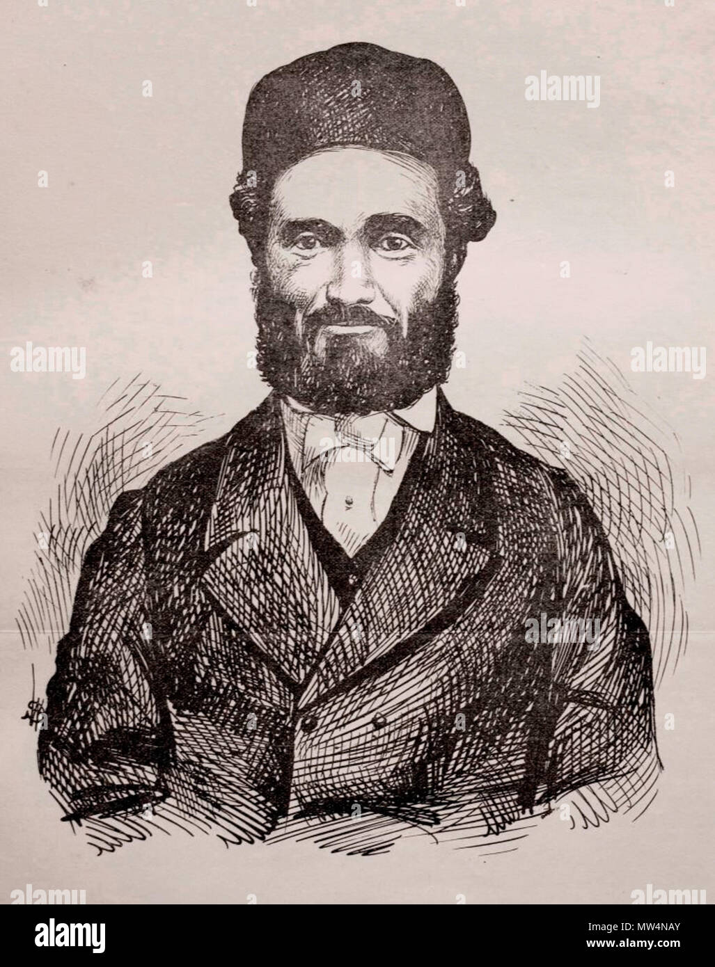 . Inglese: Rabbi e Cape Town comunitaria leader Joel Rabinowitz. Ritratto di WH Schroder. Cape Colony. 1873. Il 20 gennaio 2014, 07:13:48. WH Schroder. Cape Town. 18 7 Joel Rabinowitz verticale - la colonia del Capo - 10 Gen 1873 Foto Stock