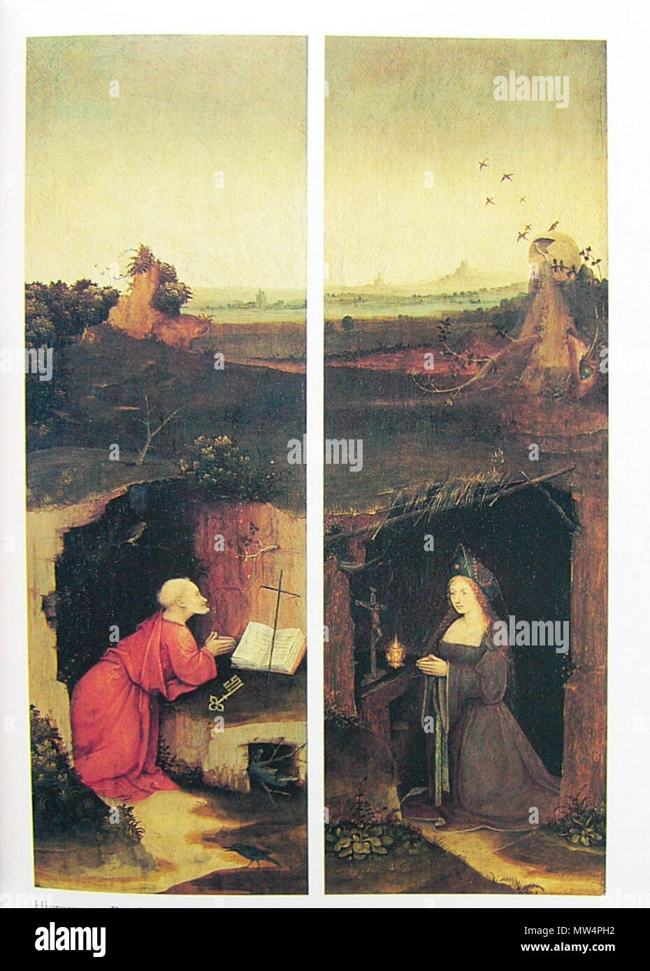 . Inglese: precedentemente attribuito a Hieronymus Bosch medie olio su pannello di legno dimensioni ogni, Altezza: 80,5 cm. Larghezza: 26 cm . Posizione attuale CASA DI ERASMO, Anderlecht oggetto storia da 1549/1550: chiesa collegiale di San Pietro e San Guido, Anderlecht collezione privata dal 1844: E.H. Moens 1844: lasciò in eredità alla chiesa collegiale di San Pietro e San Guido, Anderlecht, DA E.H. Moens 1932 (?): la Quaresima per la casa di Erasmo, Anderlecht, dalla chiesa collegiale di San Pietro e San Guido, Anderlecht riferimenti Koldeweij, A.M., P. Vandenbroeck en B. Vermet (2001) Jheronimus Bosch. Alle schilderijen en te Foto Stock