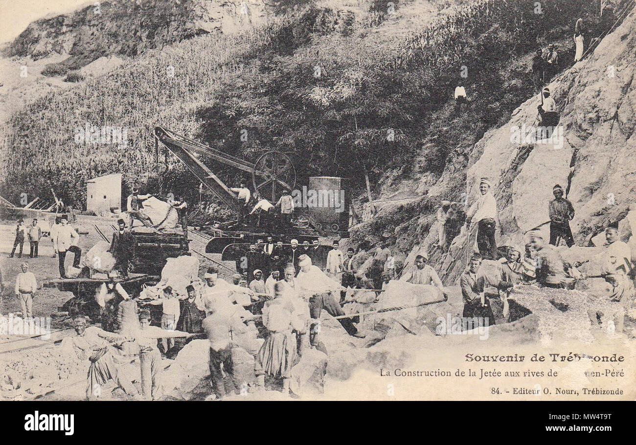 . Inglese: cartolina la costruzione del molo a Trebisonda (Trabzon, Turchia). Il 7 agosto 2014, 15:41:19. Osman Nouri 142 la costruzione del molo a Trebisonda Foto Stock