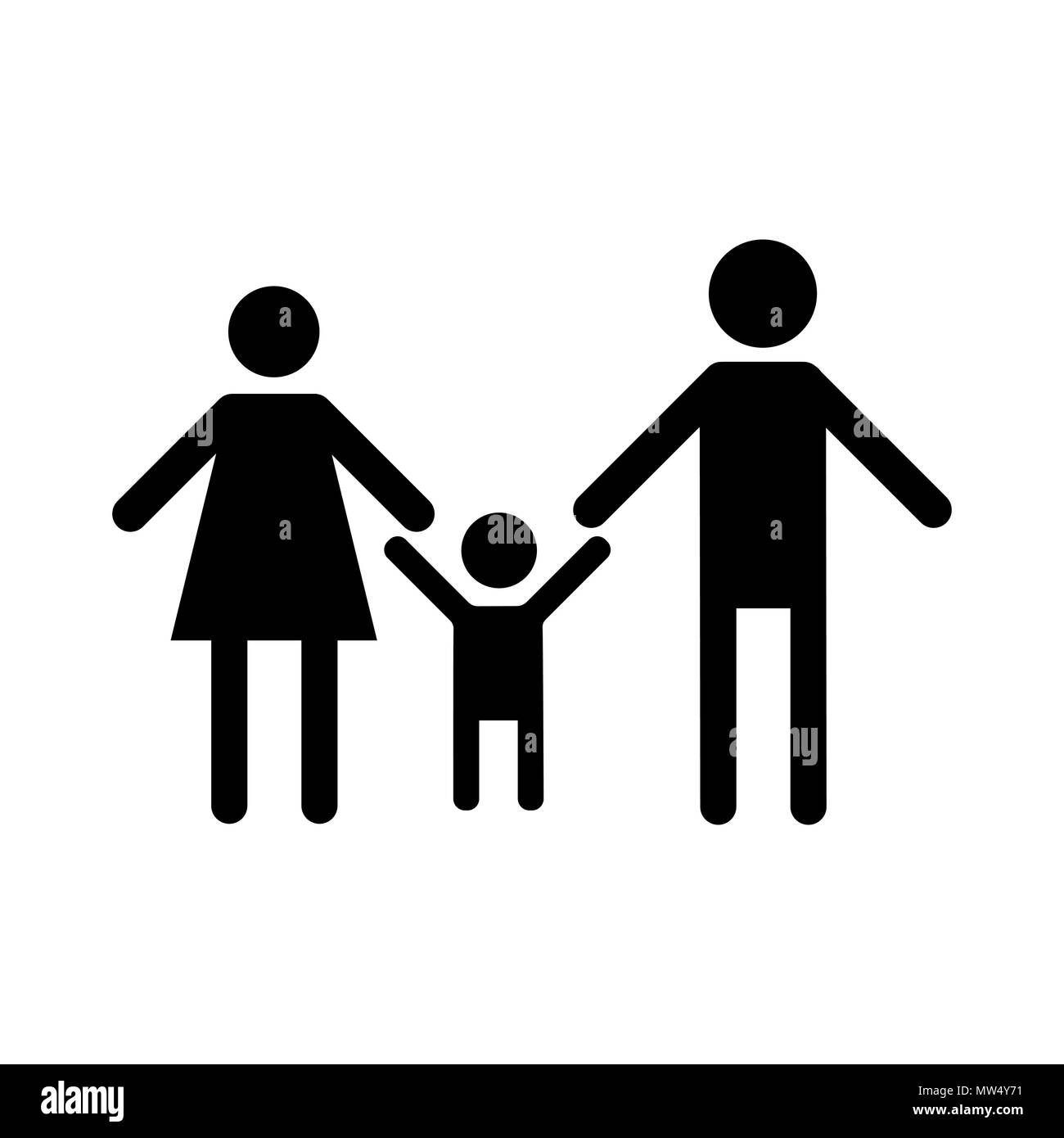 Icona di famiglia su sfondo bianco, isolato su sfondo bianco-Vector iconico design. Illustrazione Vettoriale