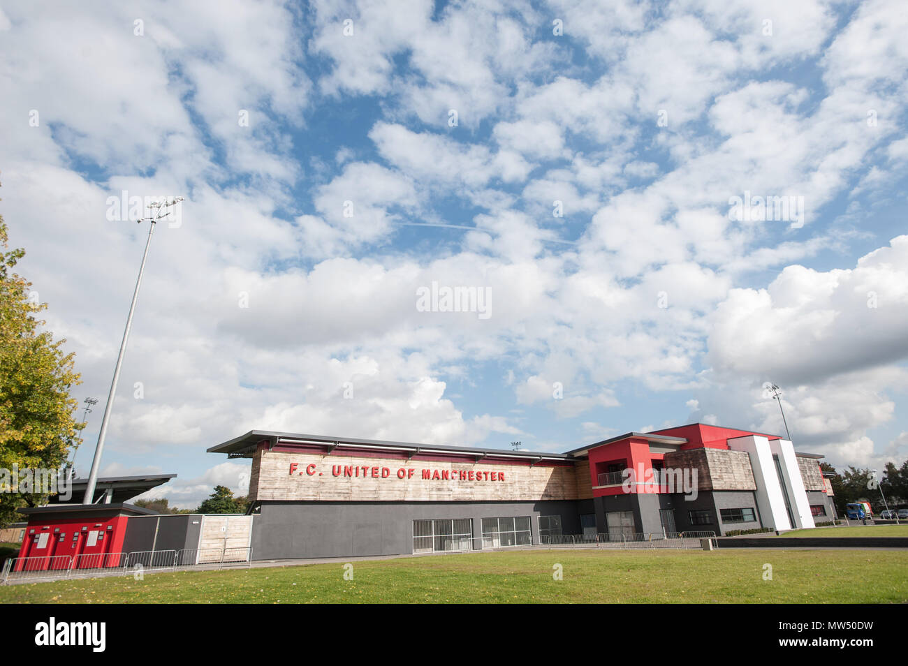 FC Regno di Manchester. Broadhurst Park Stadium. Foto Stock