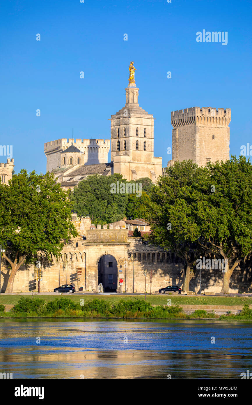 Francia, regione della Provenza, città di Avignone, il Palazzo dei Papi , W.H., San,Rhone river, Foto Stock