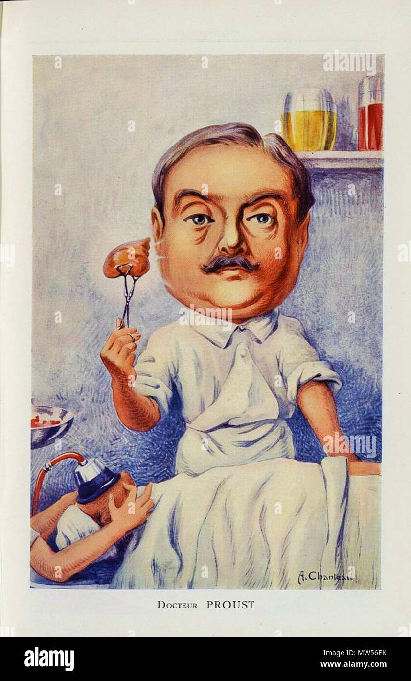 . Français : Docteur Proust (caricatura par A. Chanteau) Chanteclair . - 1922. - 17e année Page d'accueil de Medic@ . 20 giugno 2015, 01:04:42. A. Chanteau 169 Dr Robert Proust Foto Stock