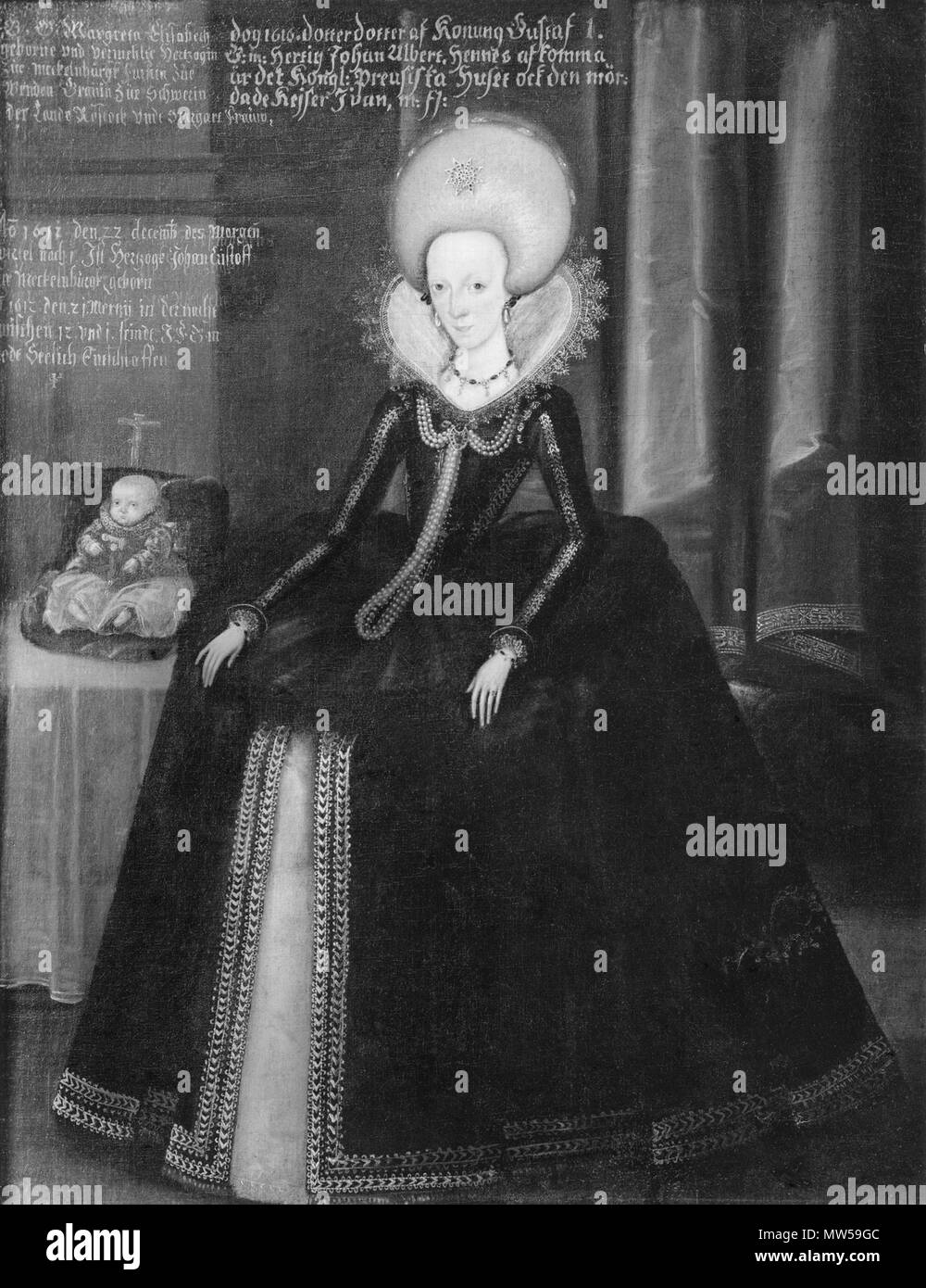 . Svenska: Margareta Elisabet, 1584-1616, prinsessa Mecklenburg-Schwerin av . Data sconosciuta 396 Margareta Elisabet, 1584-1616, prinsessa Mecklenburg-Schwerin av (I S) - Nationalmuseum - 15520 entrambe Foto Stock